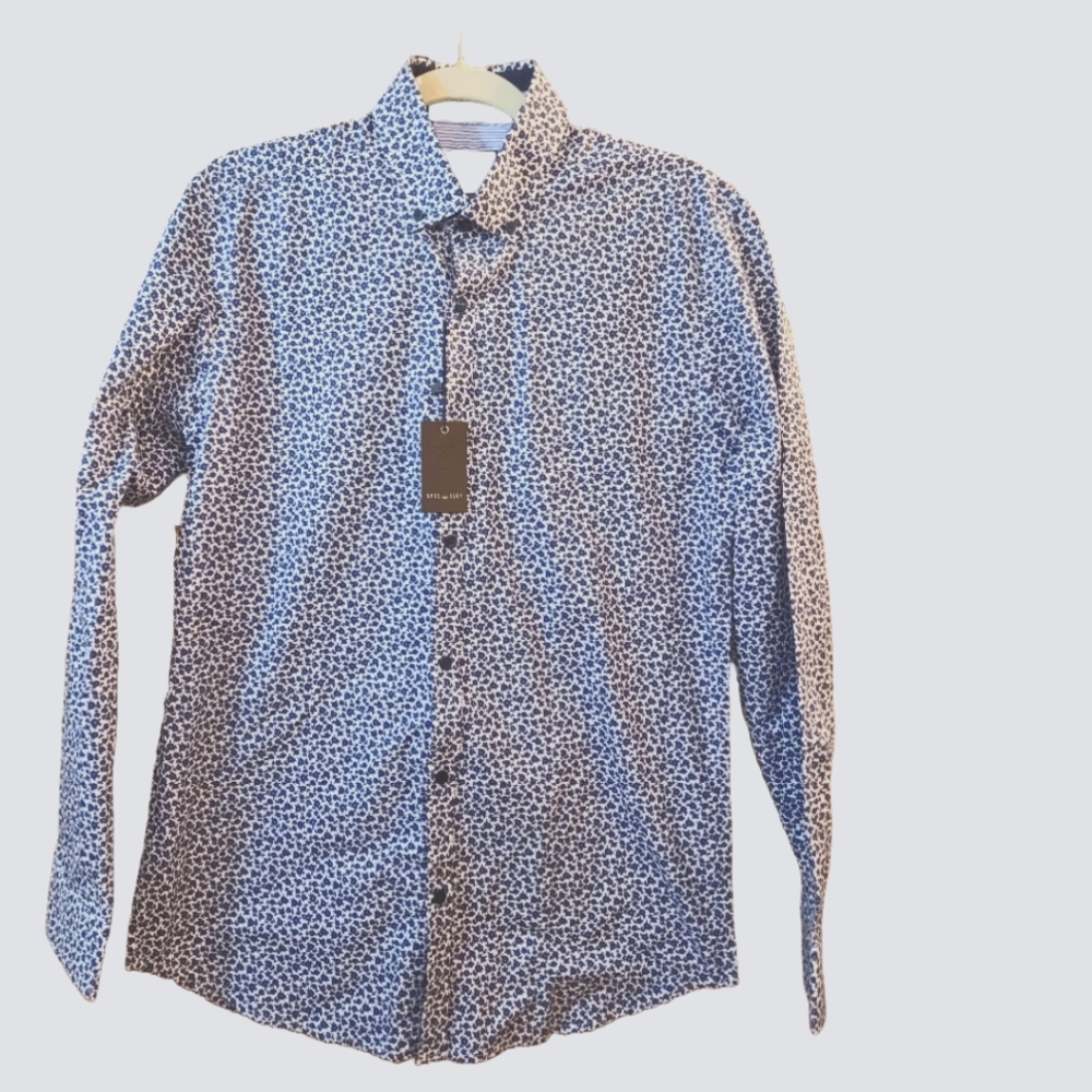 Steel & Jelly navy blue floral long sleeve button down shirt M